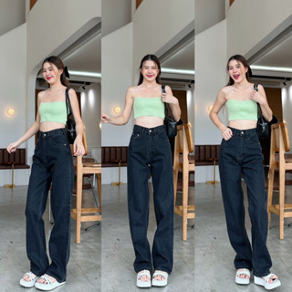 BEMYCHIC กางเกงยีนส์วินเทจทรงกระบอกแต่งเฟดดำ รุ่น FADE jeans