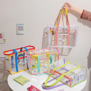 [พร้อมส่ง] กระเป๋าถือแบบใสใส่ของ ชายหาด Bath Tote Bag PVC Jelly แต่งการ์ตูน