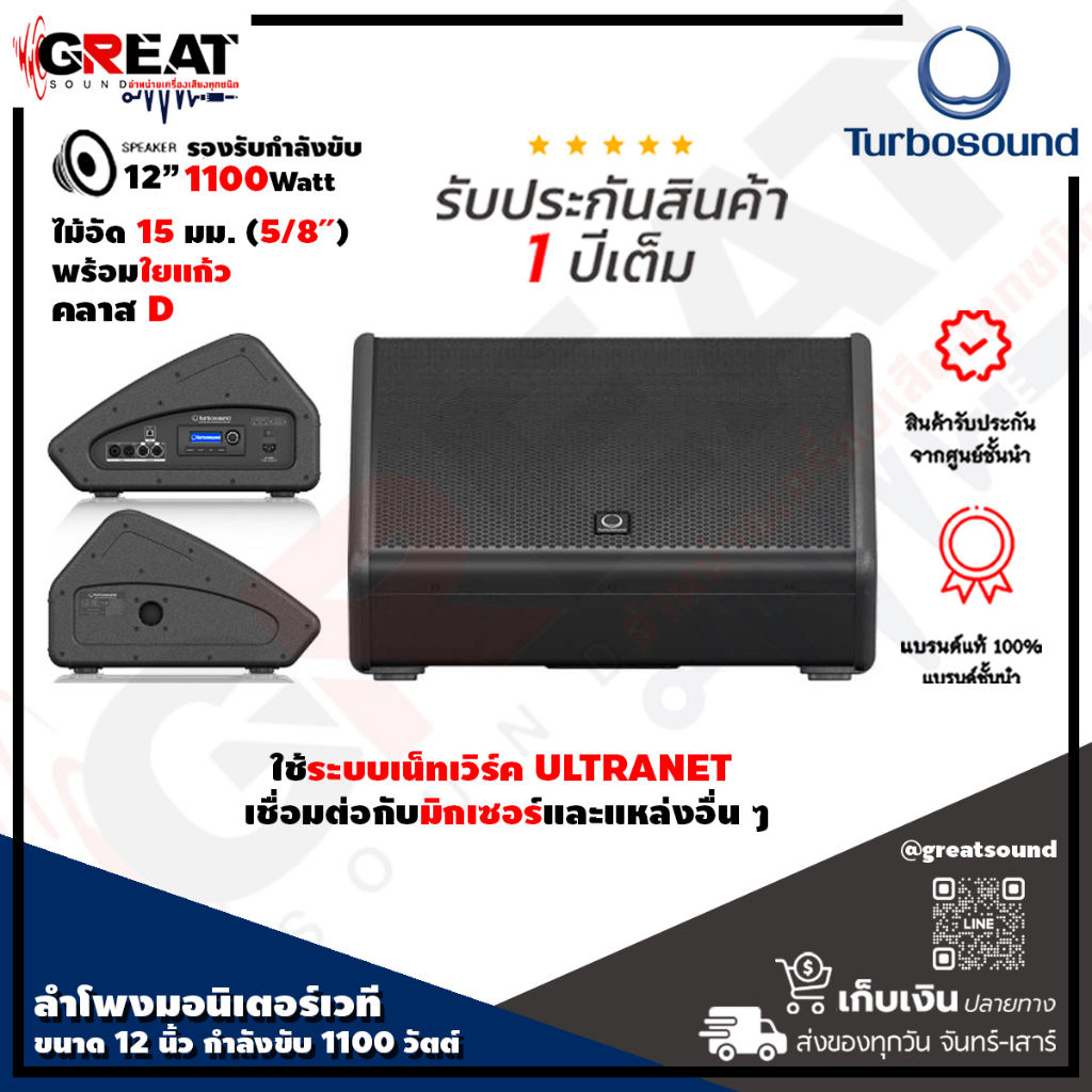 TURBOSOUND TFX122M-AN ตู้ลำโพงมอนิเตอร์ขนาด 12 นิ้วกำลังขับ 1100 วัตต์ Class-D ตอบสนองความถี่ 68 Hz 