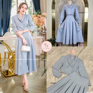 ราคาถูกที่สุด!! BT studio 04-0967 ชุดเซท 2 ชิ้น เสื้อเสื้อเบเซอร์แขนยาว+กระโปรงยาว