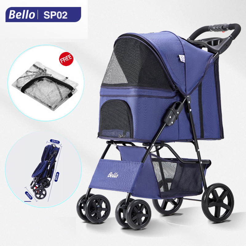 Bello รถเข็นสัตว์เลี้ยงรุ่น SP02 สะดวกแบบ One-Click พับเก็บง่าย ใช้งานสะดวก แข็งแรง ให้เลือกสีหลากหล