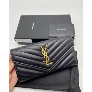 🔥💞New Ysl wallet ปี 2022 🌈กระเป๋าสตางค์ใบยาวสีดำอะไหล่ทอง สวยหรูมาก