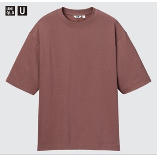 Uniqlo เสื้อยืด รุ่น U AIRism Oversized แขน 1/2 สี Wine Size L ชาย มือ1 Shopไทย