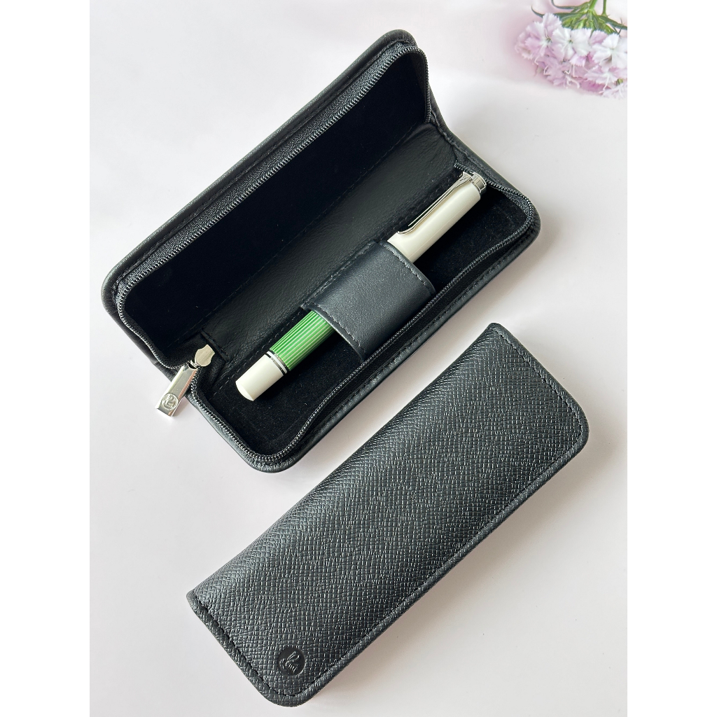 Pelikan Leather Pouch TGX 2 (Black) for 2 pens with zipper