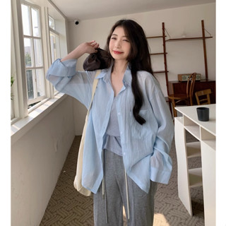 MUB12240 เสื้อเชิ้ตกันแดดแฟชั่นเกาหลี  แขนยาว คอปก แบบติดกระดุม มีกระเป๋า มี4สี แฟชั่นเกาหลี สําหรับผู้หญิง free size