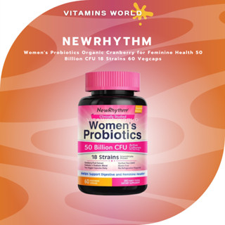 NewRhythm Womens Probiotics Organic Cranberry for Feminine Health 50 Billion CFU 18 Strains 60 Vegcaps (V.85)