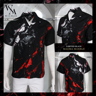 เสื้อเชิ้ตฮาวายแขนสั้น ลายหินอ่อน : Hawaii Magma Marble Shirt  Short-sleeved