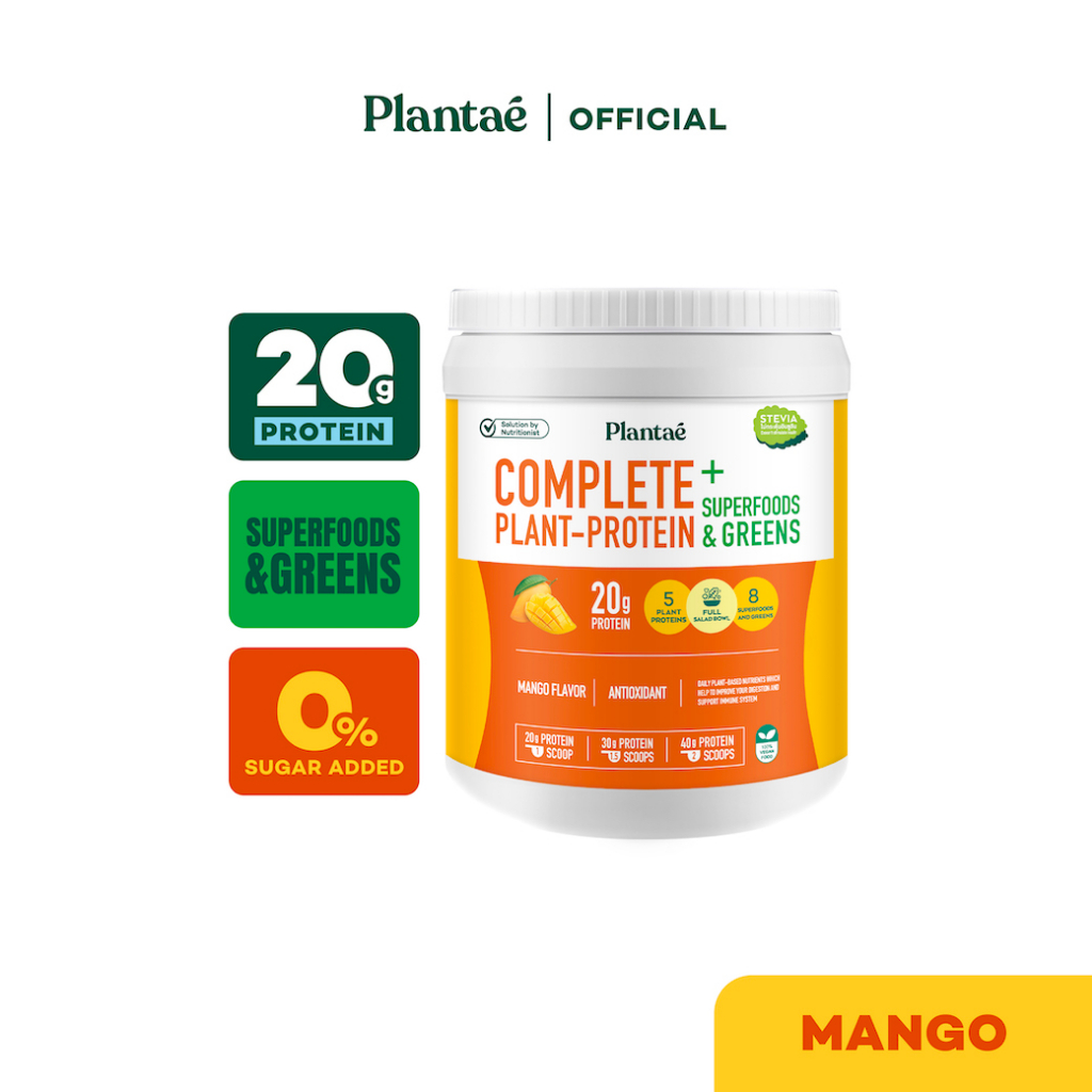 [ลดเพิ่ม130.- PLANTDEC] Plantae Complete Plant-Protein : Superfoods & Greens รส Mango ขนาด 800g : โปรตีนพืช