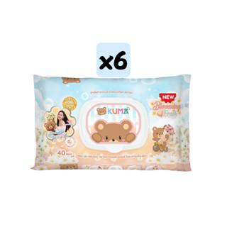 ใหม่✨✨KUMA ทิชชู่เปียก กลิ่น Blooming Fresh รุ่นฝาปิด 40 แผ่น : 6 ห่อ