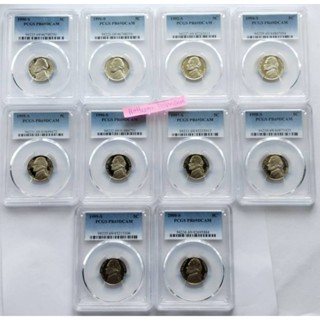 5 Cents Thomas Jefferson ขัดเงา  ปี 1990 -2005 S จำนวน 10 เหรียญ เกรด PCGS PR69 DCAM