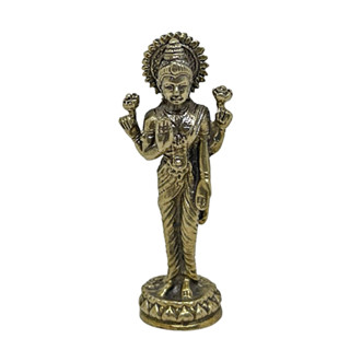 เทวรูปจิ๋ว พระแม่ลักษมี วัสดุทองเหลือง สูง 3.9 ซม. Lakshmi Goddess Mini Brass Statue Home Decor by Boss