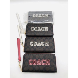 💓💜💚กระเป๋าเงินใบยาวซิปรอบ มีสายคล้องมือ COACH #CB856 LONG ZIP AROUND WALLET มีหลายสีค่ะ