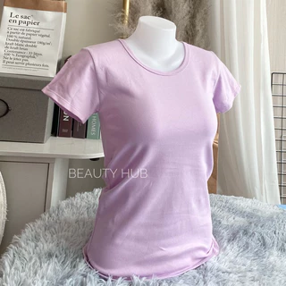 [505] เสื้อยืดคอกลม แขนสั้น สีพื้น เต็มตัว ทรงสวยสไตล์เกาหลี