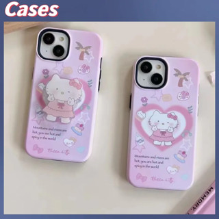 คูปองเคลม🎀เคสไอโ case for iphone 11 12 สีชมพูสร้างสรรค์ HelloKitty เคส 14 13 12 11 pro max เคสโทรศัพท์มือถือกันกระแทกพร้