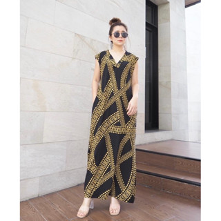 V-neck maxi dress(A110) แม๊กซี่เดรส เดรสลายสก๊อต