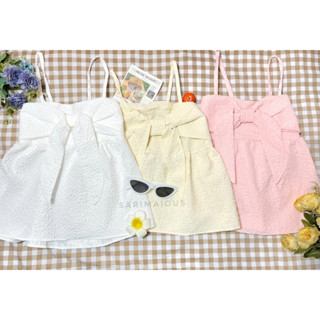 เสื้อสายเดี่ยวผูกโบว์หน้า ไตล์น่ารักสดใส ลูกคุณสุดๆ 🌸Sarimaious🌸