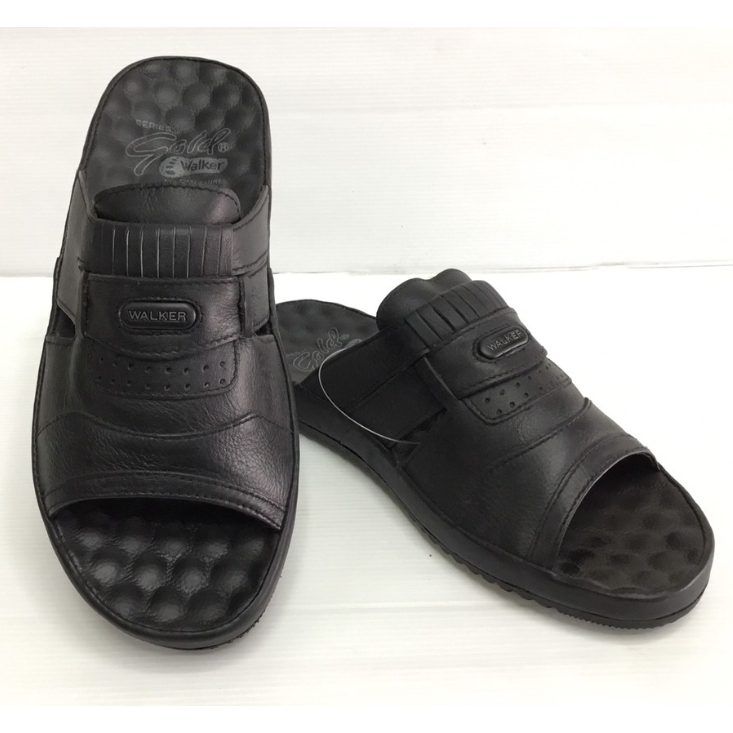 รองเท้าแตะชาย WALKER หนังแท้เย็บมือพื้นนุ่มมีปุ่มนวดเท้าเพื่อสุขภาพ M1320 ( B 2.13 )
