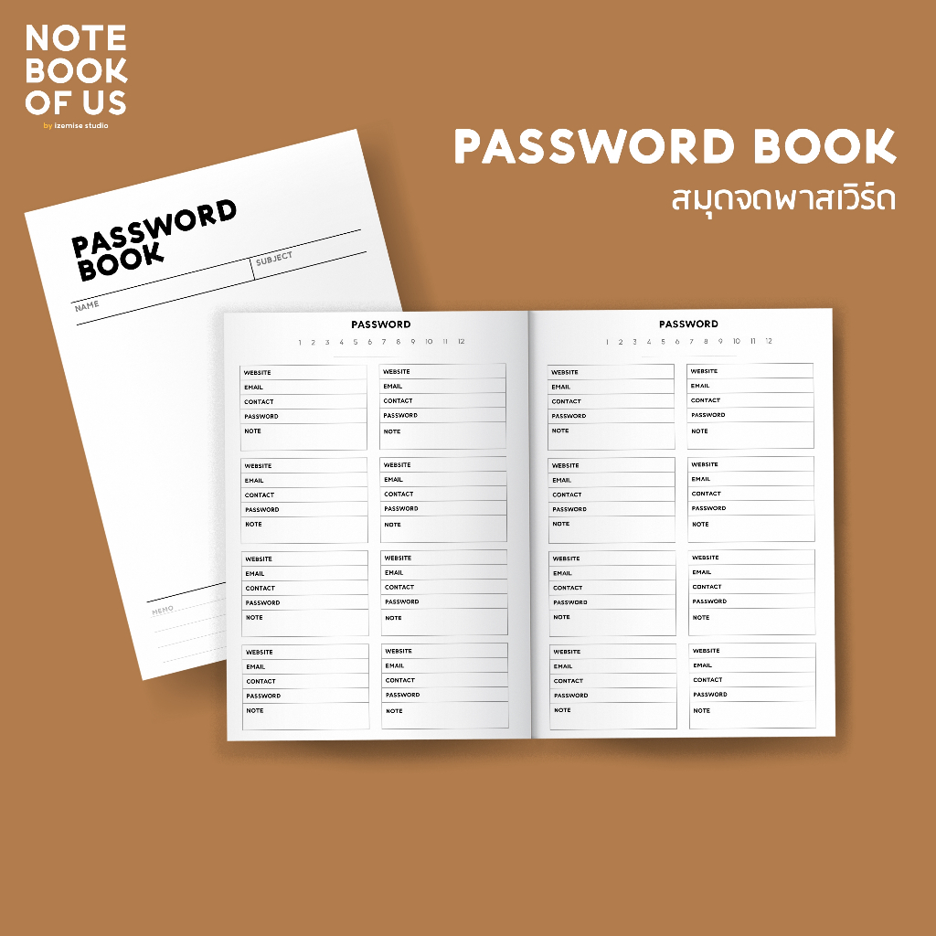 สมุดจดบันทึกพาสเวิร์ด PASSWORD BOOK