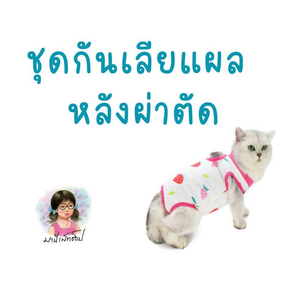 ส่งด่วน!!*** คละสี พร้อมส่งทันทีเสื้อผ่าตัด หมาแมว ชุดกันเลีย น้องแมวและน้องหมาตัวเล็ก ใส่หลังผ่าตัดทำหมัน ใช้หลังผ่าตัด