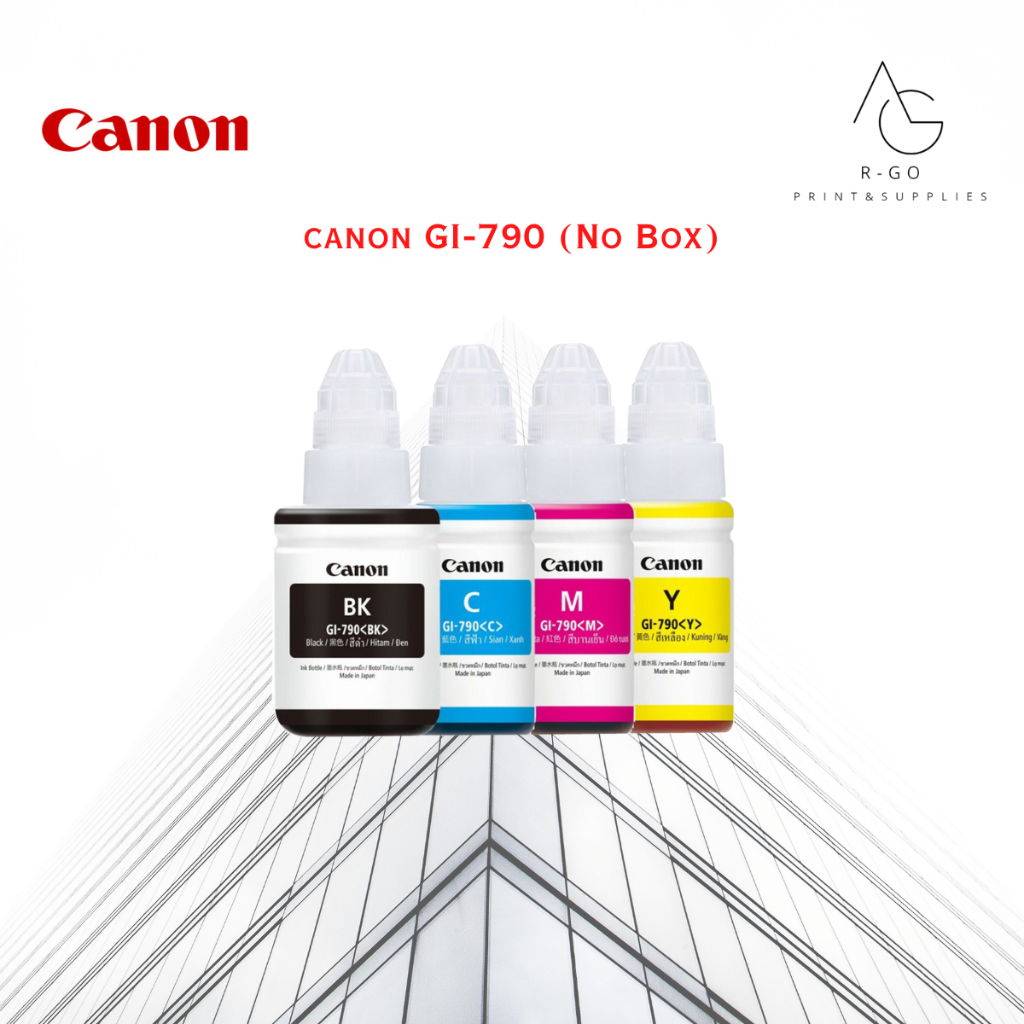 หมึกแท้ CANON GI-790 แบบไม่มีกล่อง ของแท้ 100% [1ชุด 4สี]