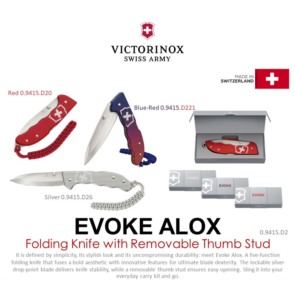 Victorinox Evoke Alox Folding Knife with Removable Thumb Stud (0.9415.D2) | มีดพับ มีดพก มีดพับสวิส