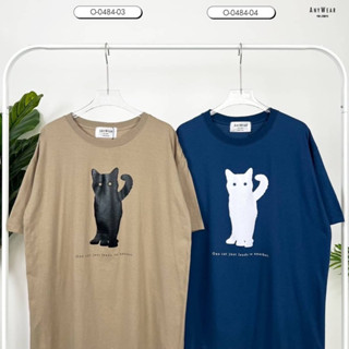 เสื้อยืด Oversize แบรนด์ Anywear ®️ ลาย แมว🐱