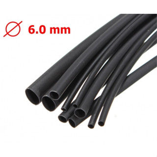 (10ชิ้น)ท่อหด 6 มิล สีดำ HEAT SHRINK TUBE 6MM BLACK 1 เมตร