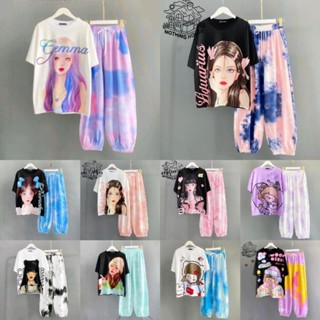 พร้อมส่งในไทย ชุดเซ็ทเสื้อ+กางเกงขายาวขาจั้ม ผ้านิ่มใส่สบาย