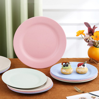 จานเมลามีน ชุดจานเมลามีน จานใส่อาหาร จานไม่มีลาย Melamine Plate สีชมพูล้วน แพ็ค 12ใบ Soonbuy