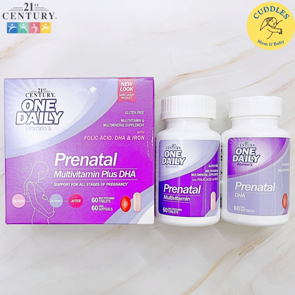 (21st Century) Prenatal Multivitamin Plus DHA 200 mg 60 Tablets & 60 Softgels 2 Bottles วิตามินเตรีย
