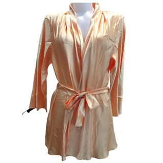 Annebra เสื้อคลุม ทรงกิโมโน ผ้าซาตินแต่งลูกไม้ มีสายรัดคาดเอว Satin Robe รุ่น AN8-651