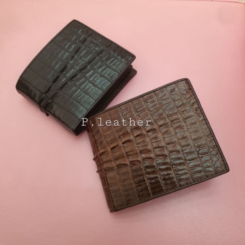P.Leather💎พร้อมส่ง 🚚 กระเป๋าสตางค์หนังจระเข้ กระดูกหลัง  กระเป๋าสตางค์ หนังแท้ รับประกัน