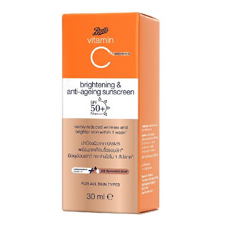 Boots Vitamin C Brightening &amp; Anti-Ageing Sunscreen Spf50+ Pa++++  บูทส์ วิตามินซี ไบรท์เทนนิ่ง แอนด์ แอนตี้-เอจจิ้ง ซัน