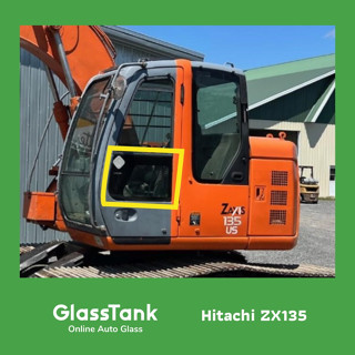 กระจกประตูซ้ายแผ่นล่าง ฮิตาชิ Hitachi ZX135 กระจกแม็คโคร