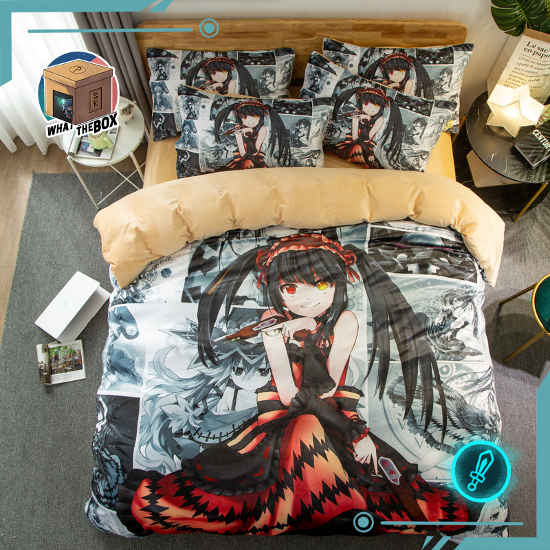 Date A Live ชุดเครื่องนอน อนิเมะ ปลอกผ้านวม ผ้าปูที่นอน ปลอกหมอน หมอน 4 ฟุต 5 ฟุต 6 ฟุต ที่นอนอนิเมะ