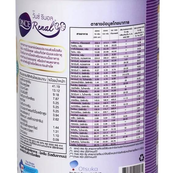 ONCE Renal วันซ์รีนอล 400กรัม อาหารผู้ป่วยโรคไต ระยะก่อนล้างไต ล็อตใหม่ 09/apr/2025