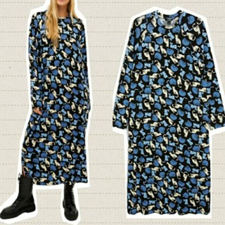 Cat Printed Jersey Dress เดรสแขนยาว ทรงOversize ผ้านุ่ม มีน้ำหนักทิ้งตัวดี ใส่เที่ยวเก๋ๆ ชิวๆ ได้เลยจ้า ลายแมว