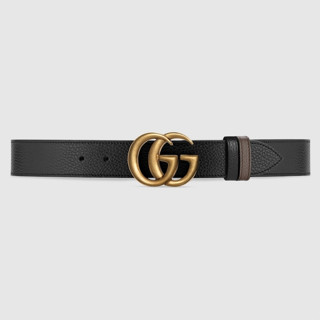 กุชชี่👜Gucci 3.7cm mens belts เข็มขัดแบบกลับด้านได้พร้อมหัวเข็มขัด G คู่