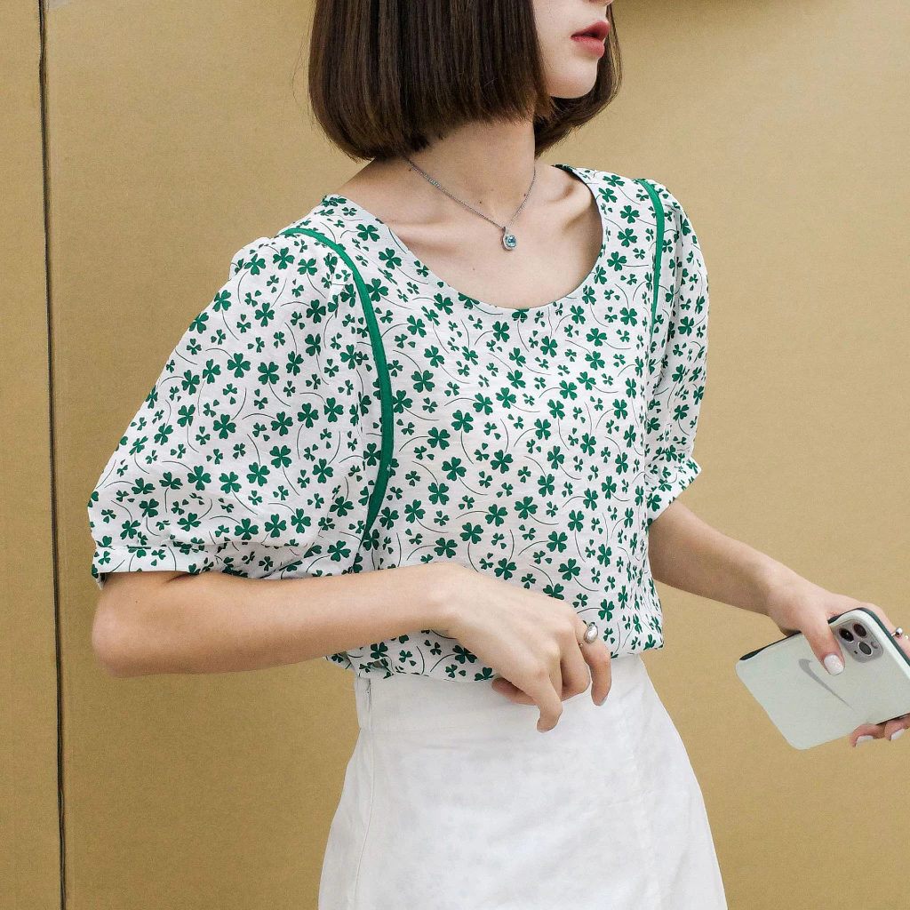 เสื้อผู้หญิงแขนสั้นลายดอกไม้ ผ้าใส่สบาย thumbnail 10