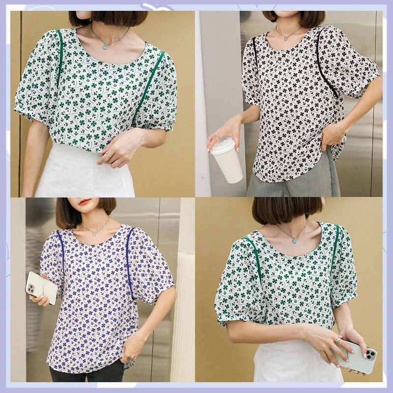เสื้อผู้หญิงแขนสั้นลายดอกไม้ ผ้าใส่สบาย thumbnail 3