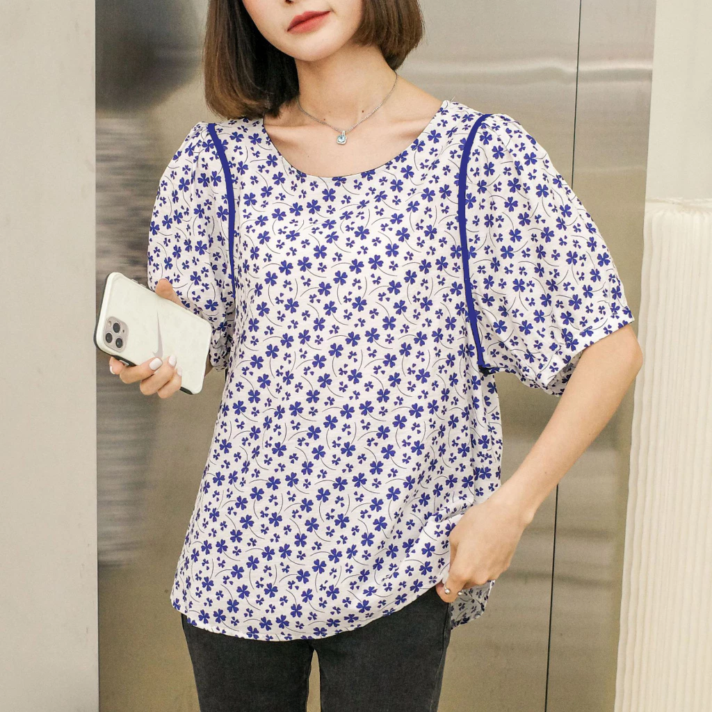 เสื้อผู้หญิงแขนสั้นลายดอกไม้ ผ้าใส่สบาย thumbnail 8