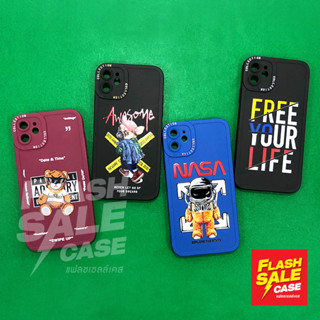 i7+/11//Ss A12/A14(5G)/A24(5G)//OPPO A15/A17/A57/A78/Reno 8Tเคสมือถือนิ่ม TPU กันเลนส์กล้องนูนสีพื้นพิมพ์ลายการ์ตูนเท่