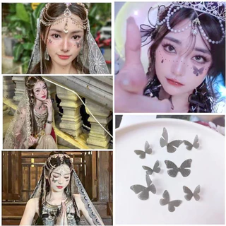 Fresh DIY สติกเกอร์คริสตัล เพชรติดหน้า ผีเสื้อติดหน้า รูปผีเสื้อ 3D Butterfly Sticker