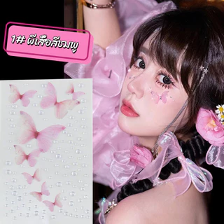 Fresh DIY สติกเกอร์คริสตัล เพชรติดหน้า ผีเสื้อติดหน้า รูปผีเสื้อ 3D Butterfly Sticker