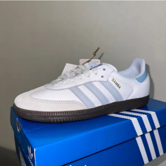 adidas originals Samba OG White-blue ของแท้ 100%