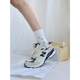 New Balance NB Teddy Made 990 v3 cream-coloured ของแท้ 100 % sneakers Running shoes style man Woman