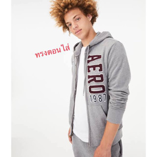 เสื้อฮู้ดดี้ซิปสีพื้นผ้าสำลี ด้านหน้าเป็นงานเย็บโลโก้ “Aero87” ปลายแขนจั๊ม มีกระเป๋าด้านหน้า ด้านในเป็นเนื้อผ้าสำลี