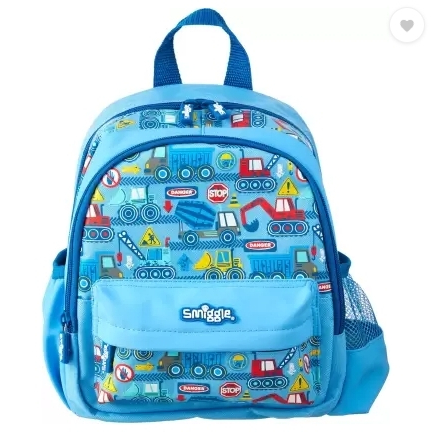🙅‍♀️Smiggle Bag  กระเป๋านักเรียน สำหรับเด็กเล็ก กระเป๋าเป้ขนาด 10 นิ้ว ของแท้ 🚩 ลาย ฟ้า รถตัก  พร้อมส่งในไทย 🙅‍♀️🎒