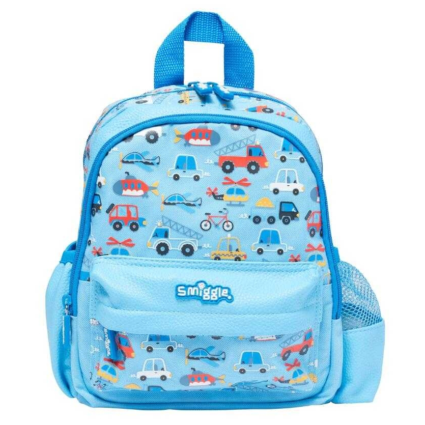 🙅‍♀️Smiggle Bag  กระเป๋านักเรียน สำหรับเด็กเล็ก กระเป๋าเป้ขนาด 10 นิ้ว ของแท้ 🚩 ลาย ฟ้า รถยนต์  พร้อมส่งในไทย 🙅‍♀️🎒