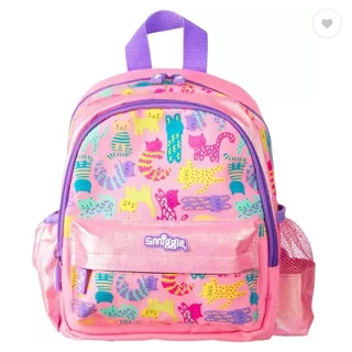 🙅‍♀️Smiggle Bag กระเป๋าเป้ กระเป๋านักเรียน สำหรับเด็กเล็ก ขนาด 10.5 นิ้ว ของแท้ 🚩 ลาย ชมพู แมว  พร้อมส่งในไทย 🙅‍♀️🎒